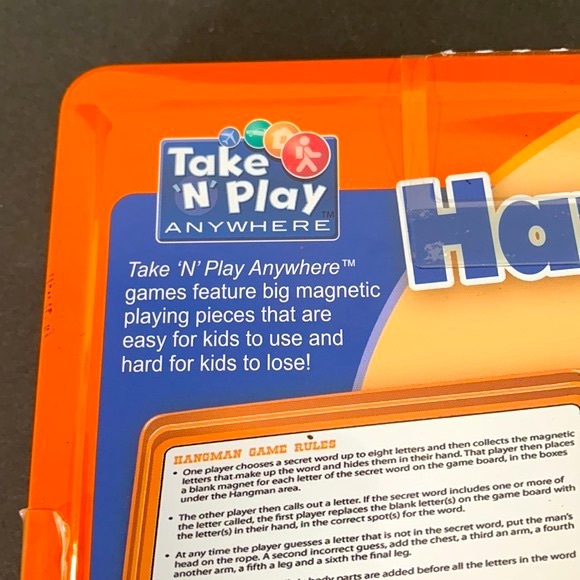 Take *N* Play Anywhere NIB Hangman Game Ages 5+ Sealed Metal Case 2 Players - Picture 9 of 15